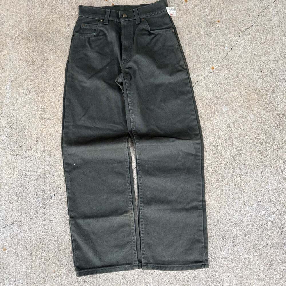 Vintage Levi's 565 Wide Leg Slim Dark Green Cotton Pants Size 14